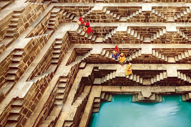 Chand Baori stepwell in Abhaneri during a Jaipur to Bandikui day trip