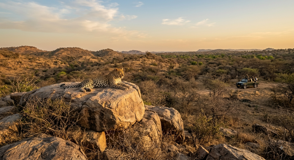  Leopard spotted during the Jhalana Leopard Safari in Jaipur
