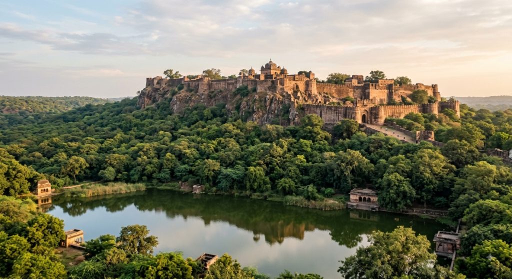 Ranthambore Fort overlooking the national park near Sawai Madhopur
