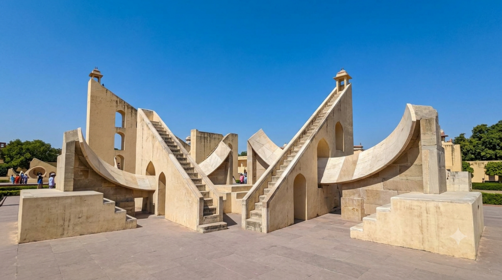 Stone astronomical instruments at Jantar Mantar, a UNESCO site in Jaipur
