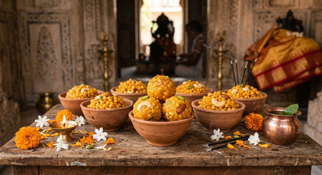 Gemini_Generated_Image_lyo7gzlyo7gzlyo7 Laddoo prasad offered during a Mehandipur Balaji temple darshan