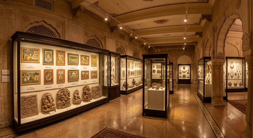 Miniature painting gallery inside Albert Hall Museum Jaipur