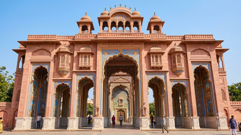 Colorful arches of Patrika Gate, a modern landmark among Jaipur tourist places