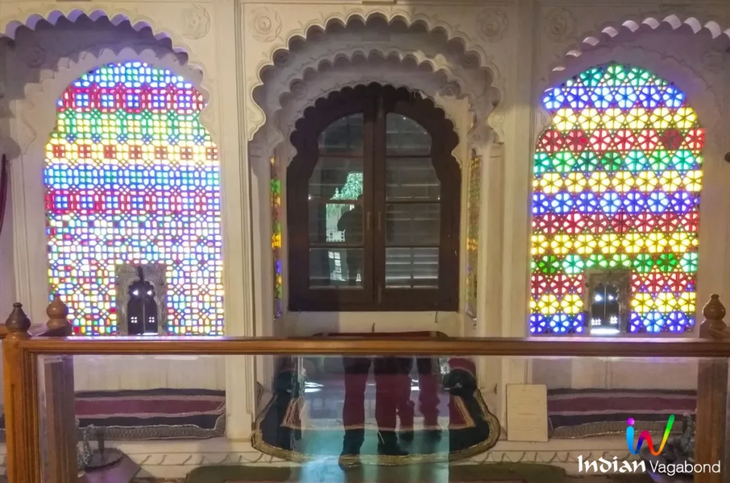 Traditional mirror and glass work inside Bagore Ki Haveli Udaipur