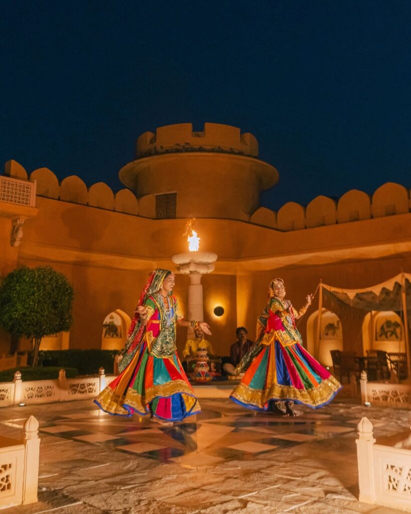 Dharohar folk dance show at Bagore Ki Haveli courtyard in Udaipur