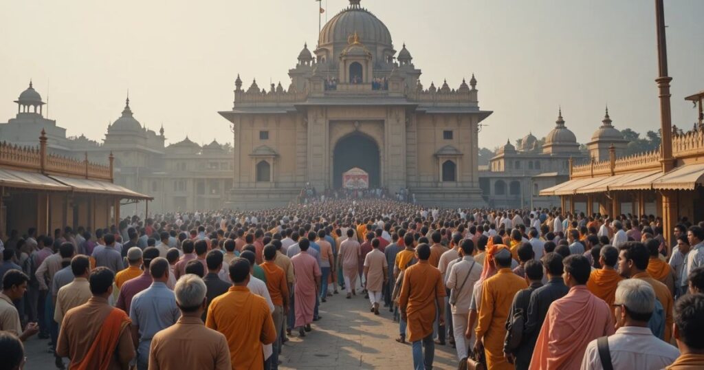  Devotees waiting for Mangala darshan at Shrinathji Temple in Nathdwara