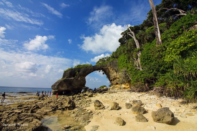 Natural Bridge on Neil Island sightseeing route at low tide