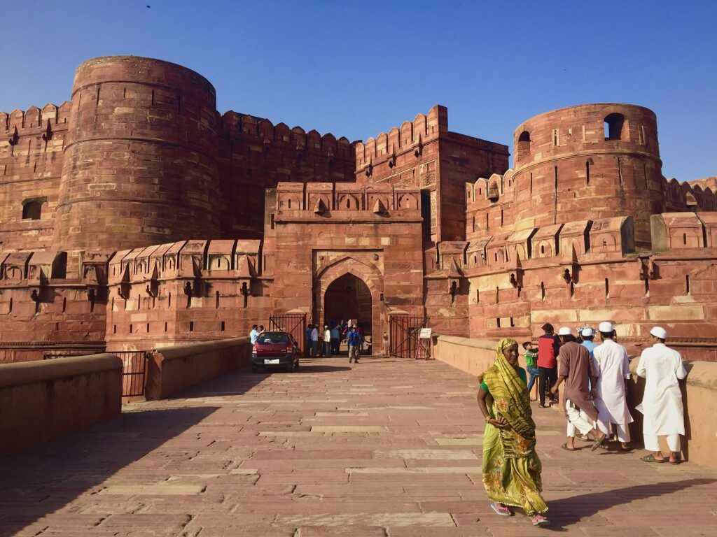 Agra Fort red sandstone architecture, one of the top places to visit in Agra