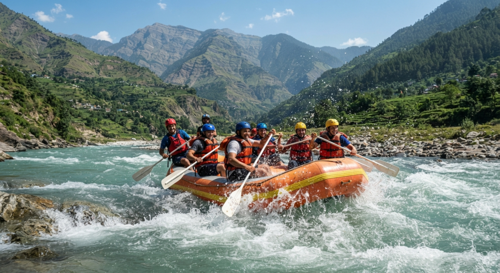 river rafting on the Sutlej river near Tattapani, Himachal Pradesh, River rafting on the Sutlej during a Tattapani day trip from Shimla