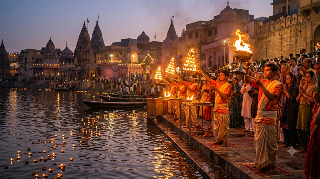 evening aarti at Keshi Ghat, a peaceful stop on a Vrindavan 2 day itinerary