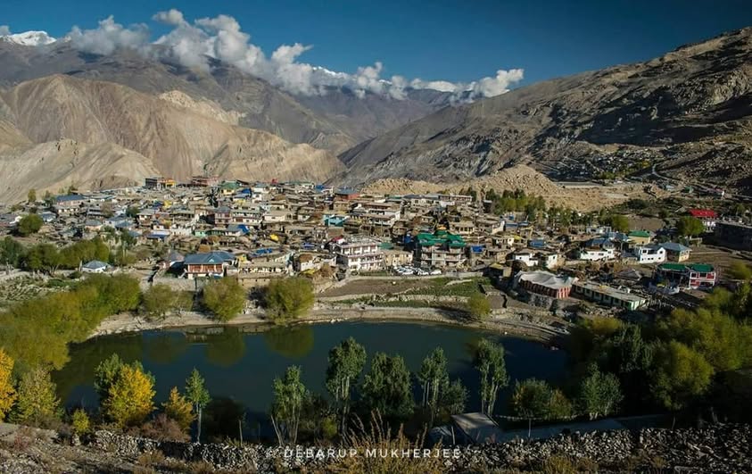 Nako Lake in Kinnaur, Himachal Pradesh Places to visit in Nako — Nako Lake surrounded by willow trees and village houses