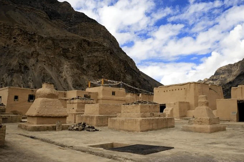 Tabo-Monastery-–-Tabo-Village-Spiti Traditional mud-brick houses and prayer wheels in Tabo village, Spiti Valley