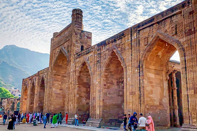  Carved stone pillars inside Adhai Din Ka Jhonpra monument in Ajmer
