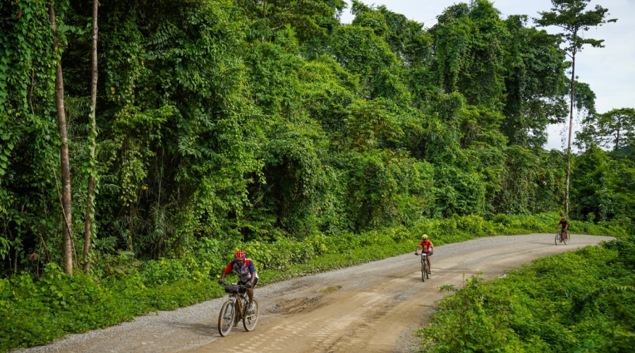 Cycling through village roads during Neil Island sightseeing
