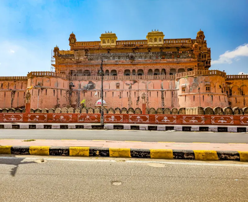 photograph of the red sandstone facade of Junagarh Fort in Bikaner, Rajasthan Junagarh Fort, one of the top places to visit in Bikaner