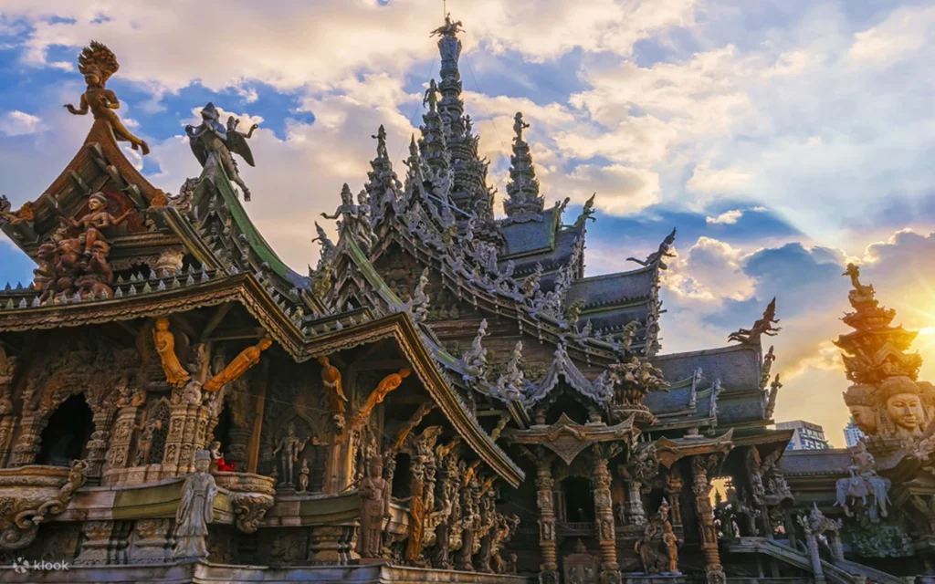 Carved wooden Sanctuary of Truth, a highlight of Pattaya sightseeing