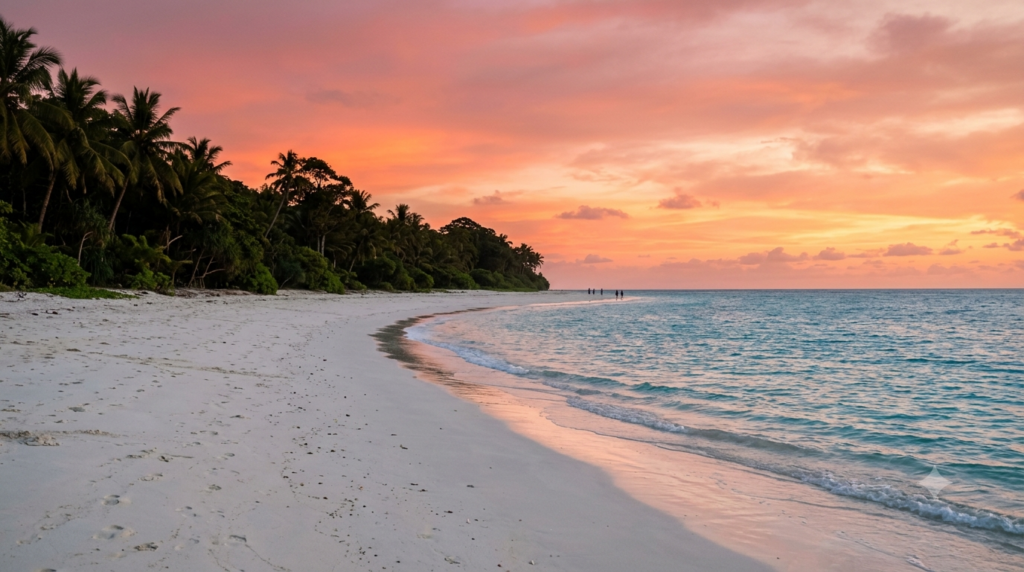 Sunset at Laxmanpur Beach before dinner at the best restaurants in Neil Island
