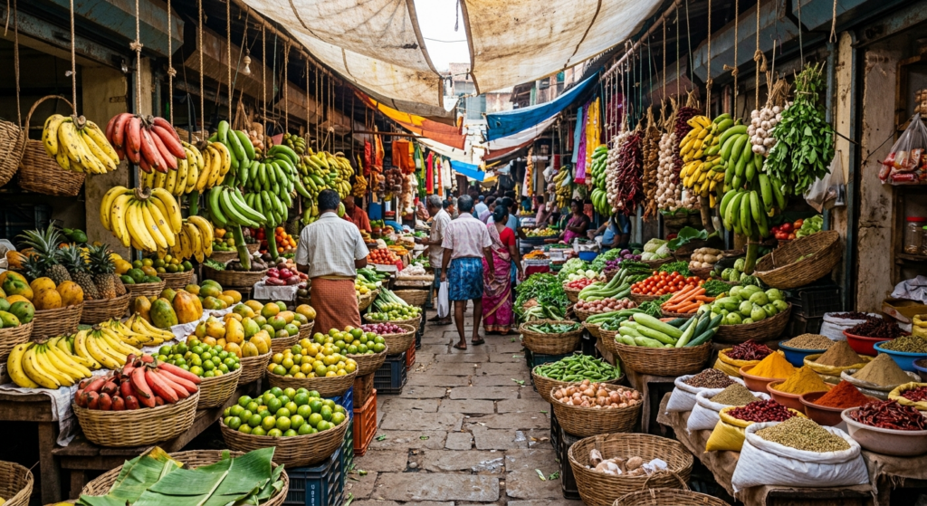 Fresh produce at Margao market, a local stop among places to visit in South Goa