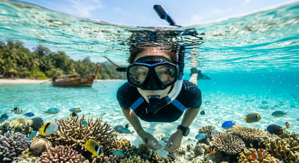 Snorkelling at Elephant Beach, a highlight of a Havelock Island day trip