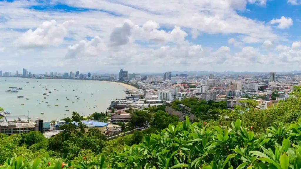 Golden hour view of Pattaya Bay, the starting point for any Pattaya sightseeing trip