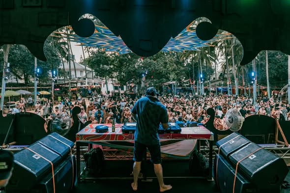 Open-air hilltop party in Vagator, a standout among the top 10 clubs and lounges in Goa